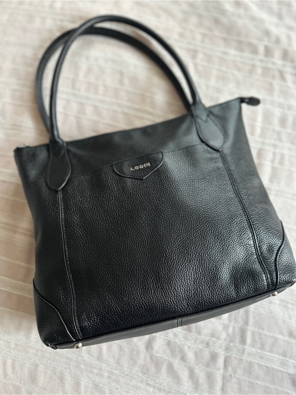 LODIS Siera Black Pebbled Leather Tote Bag